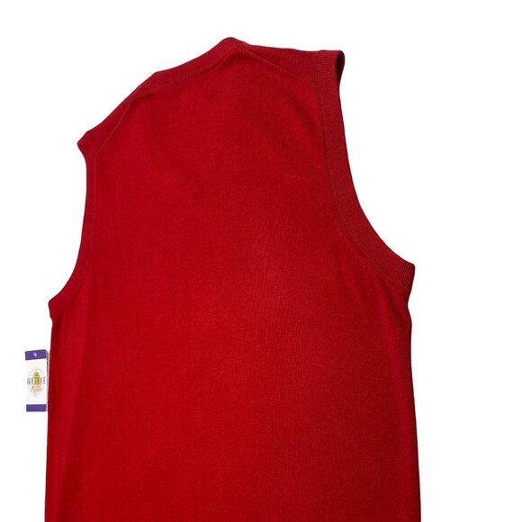 Chaps Mens M Red Sleeveless V-Neck Sweater Vest Embroidered Logo Preppy Casual - Picture 14 of 16